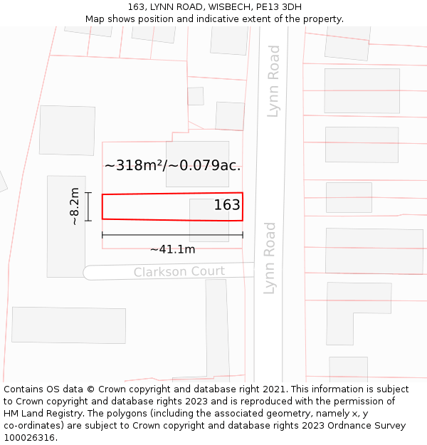 163, LYNN ROAD, WISBECH, PE13 3DH: Plot and title map