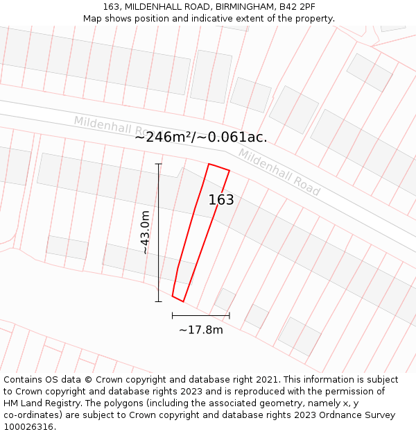 163, MILDENHALL ROAD, BIRMINGHAM, B42 2PF: Plot and title map