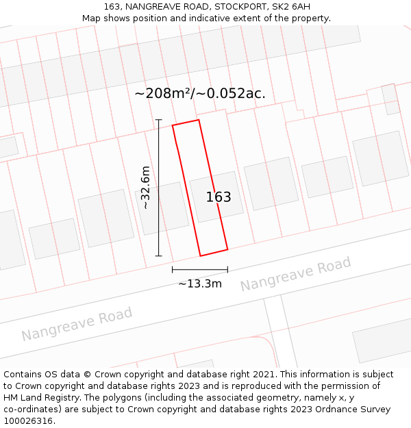 163, NANGREAVE ROAD, STOCKPORT, SK2 6AH: Plot and title map