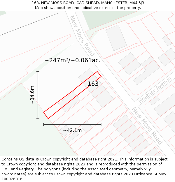 163, NEW MOSS ROAD, CADISHEAD, MANCHESTER, M44 5JR: Plot and title map