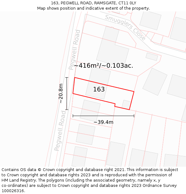 163, PEGWELL ROAD, RAMSGATE, CT11 0LY: Plot and title map