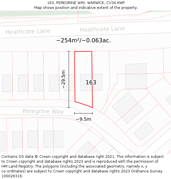 163, PEREGRINE WAY, WARWICK, CV34 6WP: Plot and title map