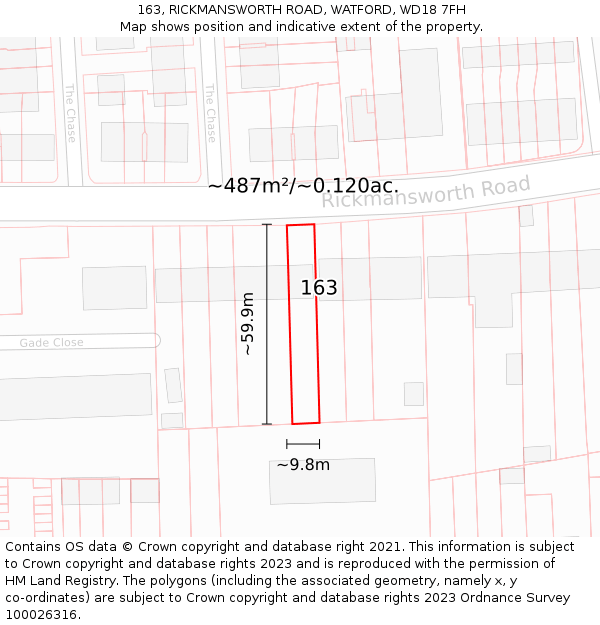 163, RICKMANSWORTH ROAD, WATFORD, WD18 7FH: Plot and title map