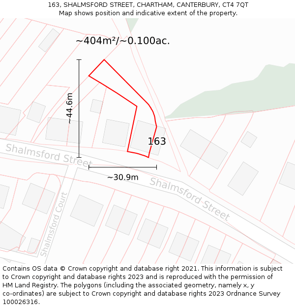 163, SHALMSFORD STREET, CHARTHAM, CANTERBURY, CT4 7QT: Plot and title map