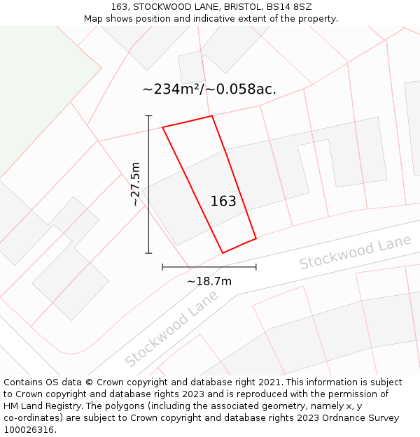 163, STOCKWOOD LANE, BRISTOL, BS14 8SZ: Plot and title map