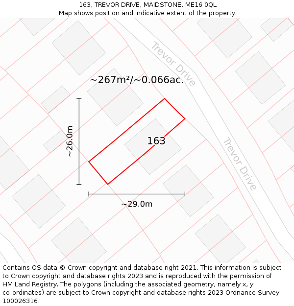 163, TREVOR DRIVE, MAIDSTONE, ME16 0QL: Plot and title map