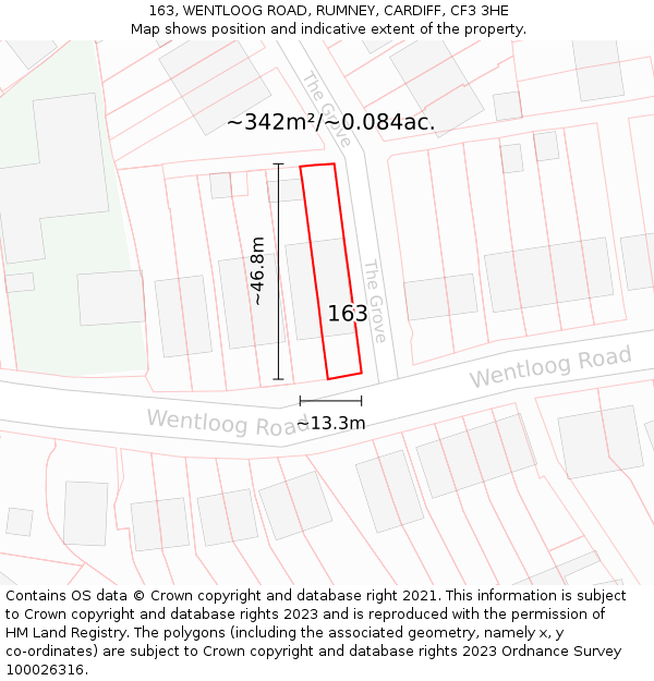 163, WENTLOOG ROAD, RUMNEY, CARDIFF, CF3 3HE: Plot and title map