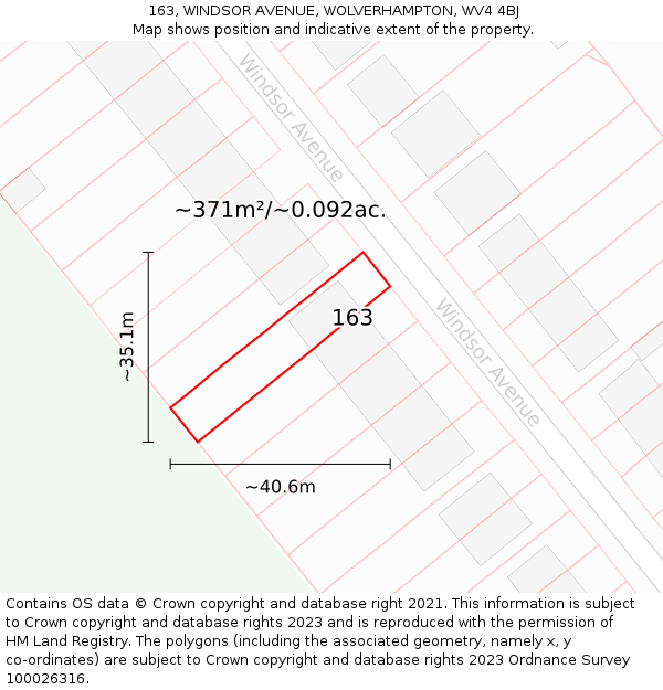 163, WINDSOR AVENUE, WOLVERHAMPTON, WV4 4BJ: Plot and title map