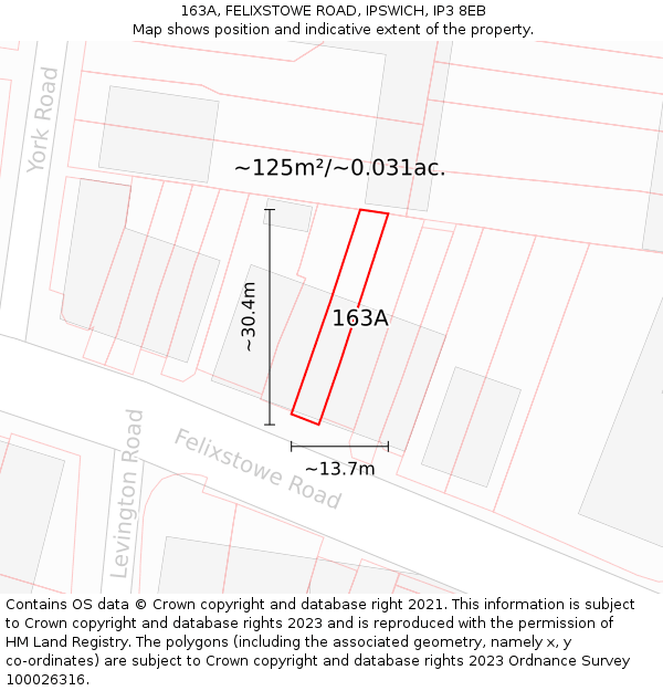 163A, FELIXSTOWE ROAD, IPSWICH, IP3 8EB: Plot and title map