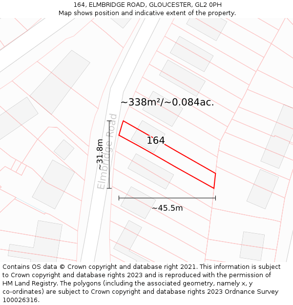 164, ELMBRIDGE ROAD, GLOUCESTER, GL2 0PH: Plot and title map