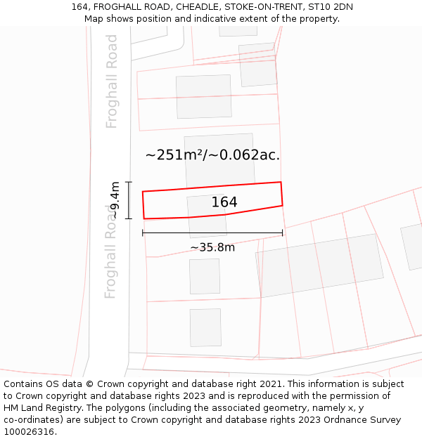 164, FROGHALL ROAD, CHEADLE, STOKE-ON-TRENT, ST10 2DN: Plot and title map