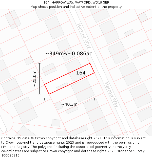 164, HARROW WAY, WATFORD, WD19 5ER: Plot and title map