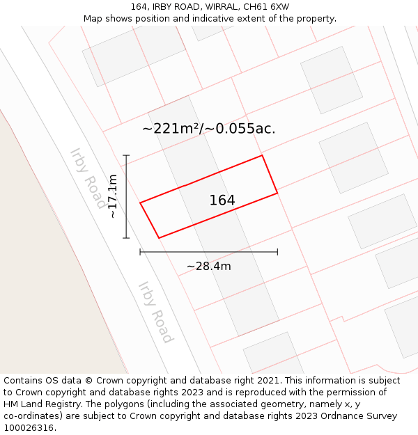 164, IRBY ROAD, WIRRAL, CH61 6XW: Plot and title map