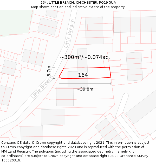 164, LITTLE BREACH, CHICHESTER, PO19 5UA: Plot and title map