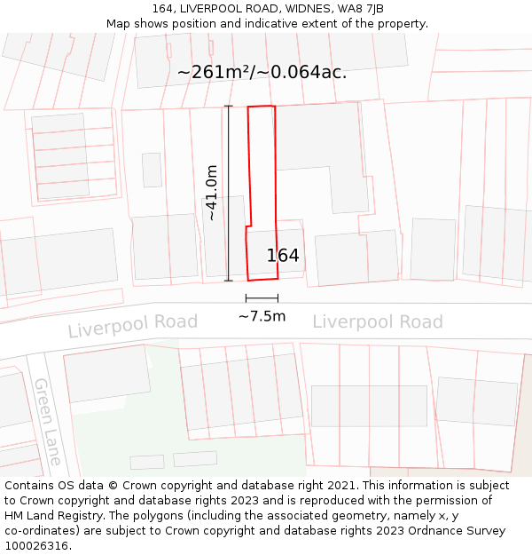 164, LIVERPOOL ROAD, WIDNES, WA8 7JB: Plot and title map