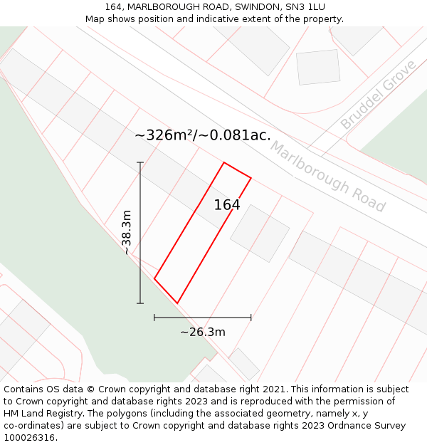 164, MARLBOROUGH ROAD, SWINDON, SN3 1LU: Plot and title map