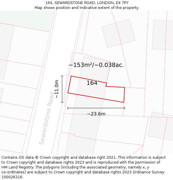 164, SEWARDSTONE ROAD, LONDON, E4 7PY: Plot and title map