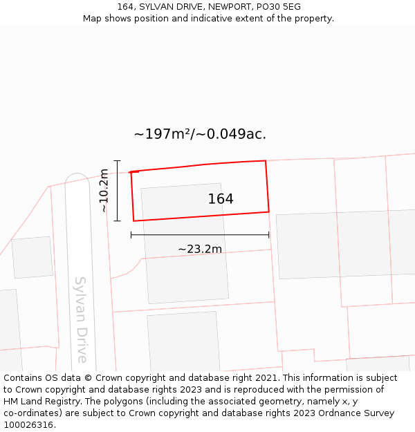 164, SYLVAN DRIVE, NEWPORT, PO30 5EG: Plot and title map