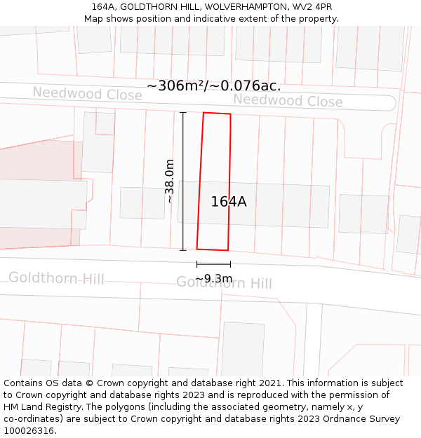 164A, GOLDTHORN HILL, WOLVERHAMPTON, WV2 4PR: Plot and title map