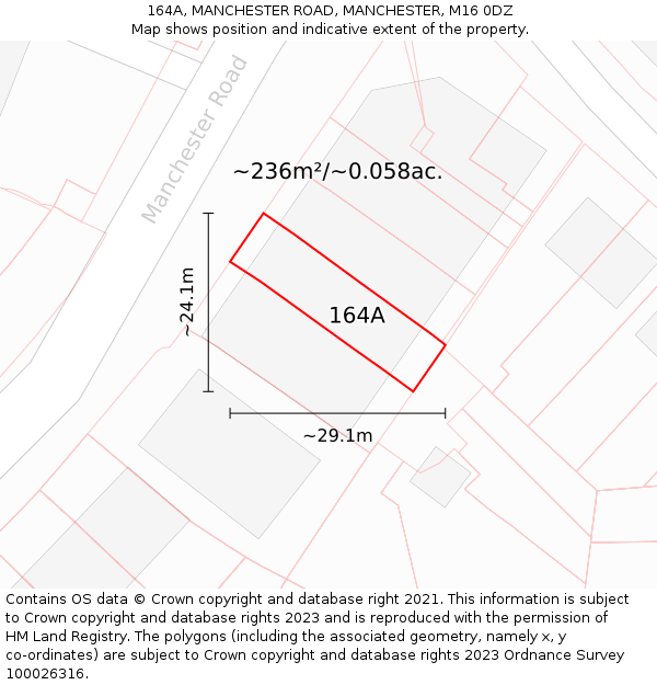 164A, MANCHESTER ROAD, MANCHESTER, M16 0DZ: Plot and title map