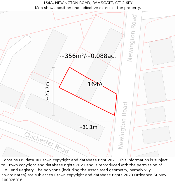 164A, NEWINGTON ROAD, RAMSGATE, CT12 6PY: Plot and title map