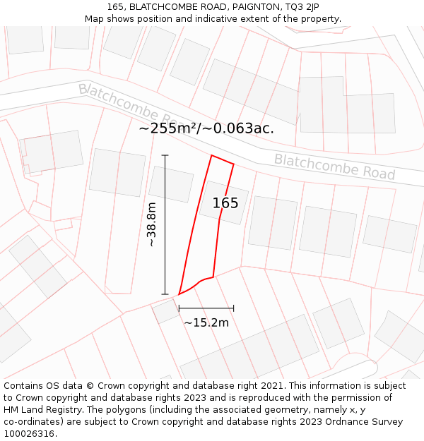 165, BLATCHCOMBE ROAD, PAIGNTON, TQ3 2JP: Plot and title map