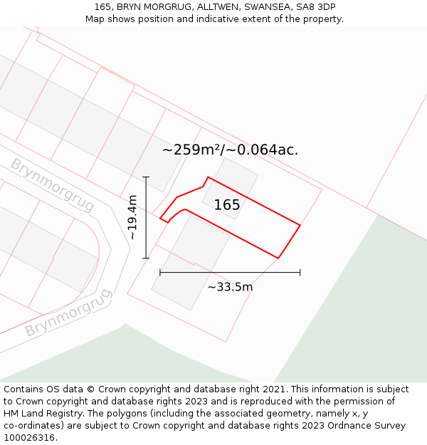 165, BRYN MORGRUG, ALLTWEN, SWANSEA, SA8 3DP: Plot and title map