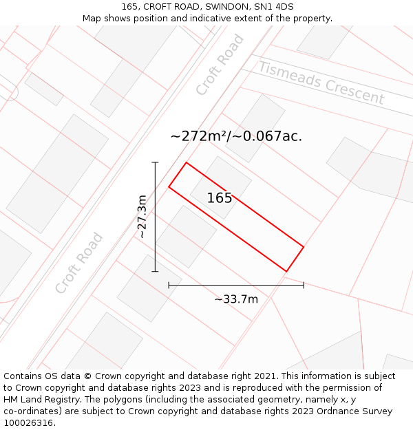 165, CROFT ROAD, SWINDON, SN1 4DS: Plot and title map