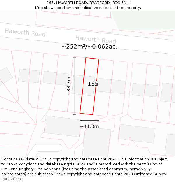 165, HAWORTH ROAD, BRADFORD, BD9 6NH: Plot and title map