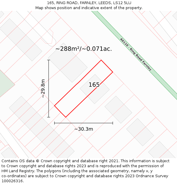 165, RING ROAD, FARNLEY, LEEDS, LS12 5LU: Plot and title map