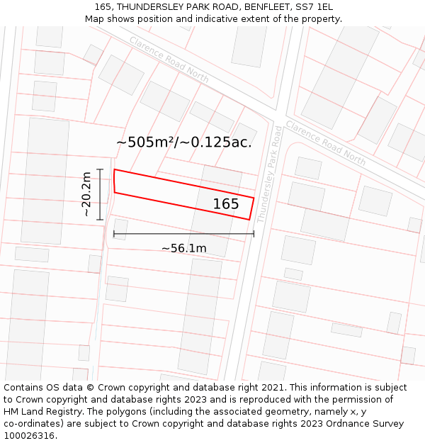 165, THUNDERSLEY PARK ROAD, BENFLEET, SS7 1EL: Plot and title map