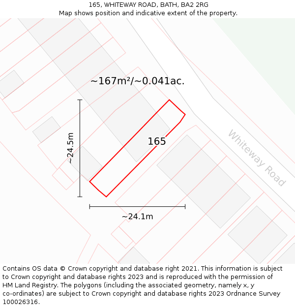 165, WHITEWAY ROAD, BATH, BA2 2RG: Plot and title map