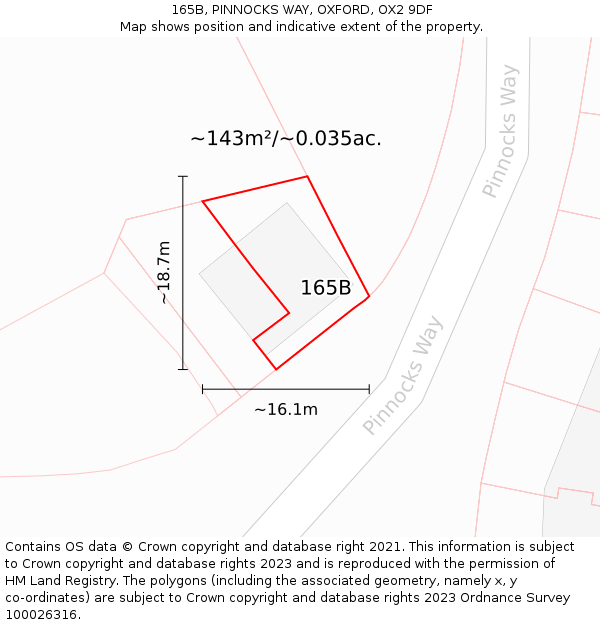 165B, PINNOCKS WAY, OXFORD, OX2 9DF: Plot and title map