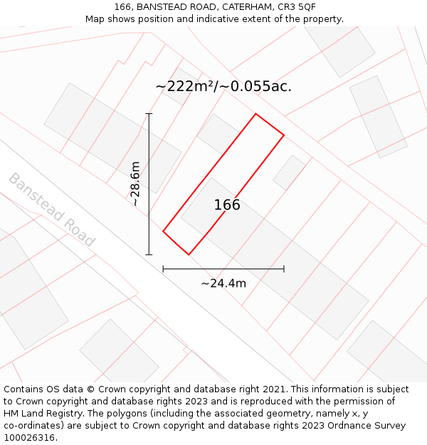 166, BANSTEAD ROAD, CATERHAM, CR3 5QF: Plot and title map