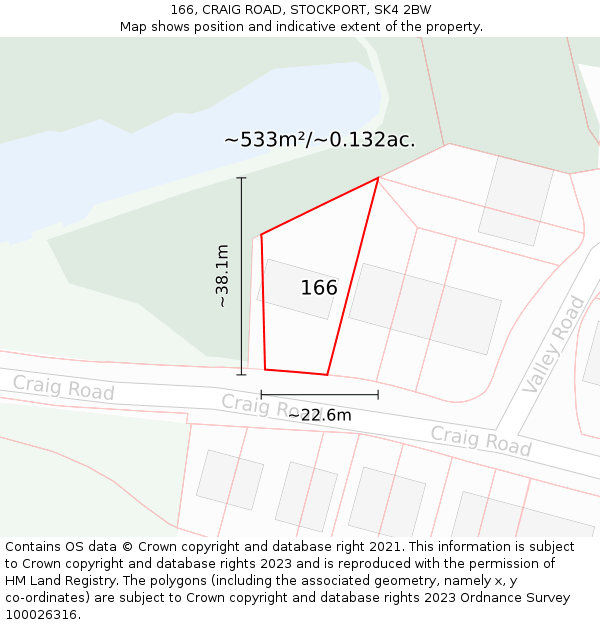 166, CRAIG ROAD, STOCKPORT, SK4 2BW: Plot and title map