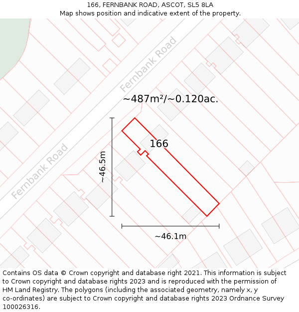 166, FERNBANK ROAD, ASCOT, SL5 8LA: Plot and title map