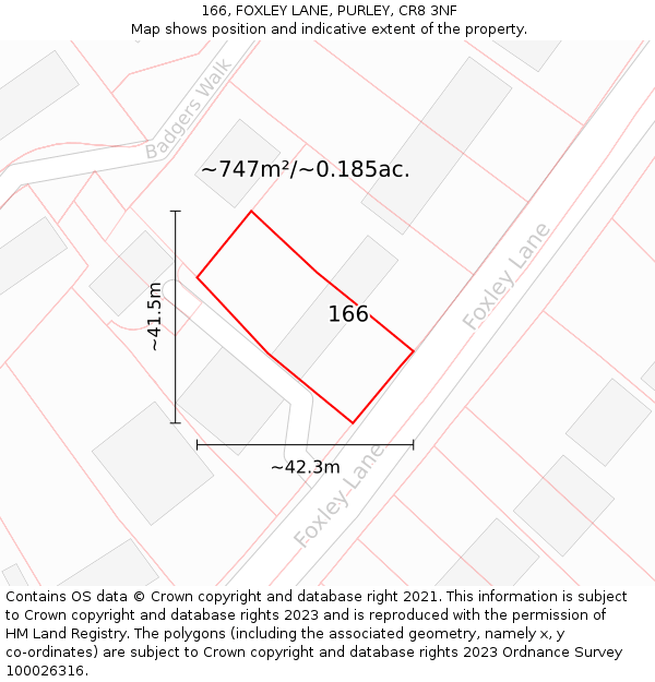 166, FOXLEY LANE, PURLEY, CR8 3NF: Plot and title map