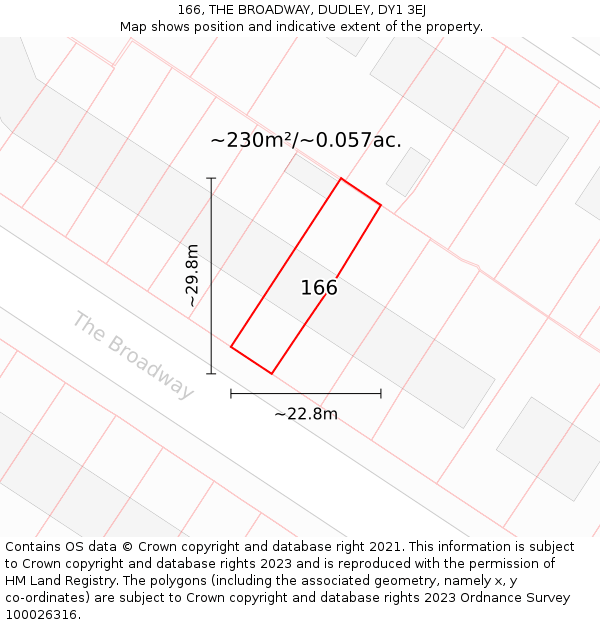 166, THE BROADWAY, DUDLEY, DY1 3EJ: Plot and title map