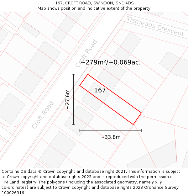 167, CROFT ROAD, SWINDON, SN1 4DS: Plot and title map