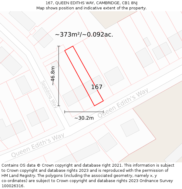 167, QUEEN EDITHS WAY, CAMBRIDGE, CB1 8NJ: Plot and title map