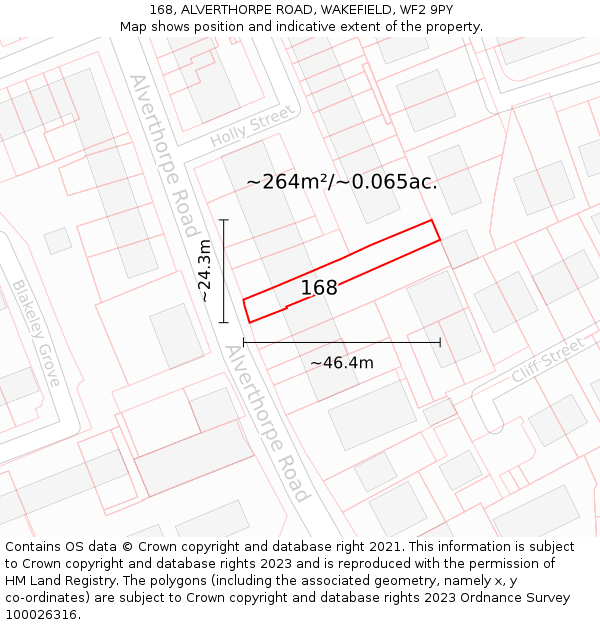 168, ALVERTHORPE ROAD, WAKEFIELD, WF2 9PY: Plot and title map