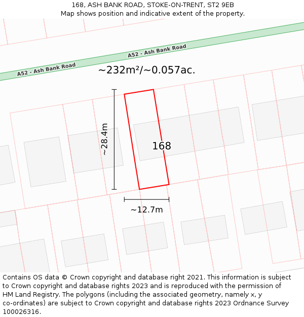 168, ASH BANK ROAD, STOKE-ON-TRENT, ST2 9EB: Plot and title map