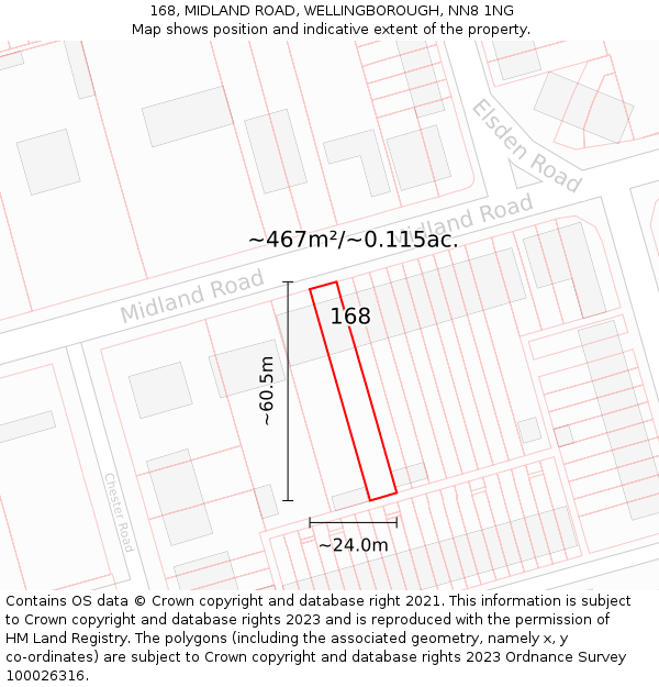 168, MIDLAND ROAD, WELLINGBOROUGH, NN8 1NG: Plot and title map