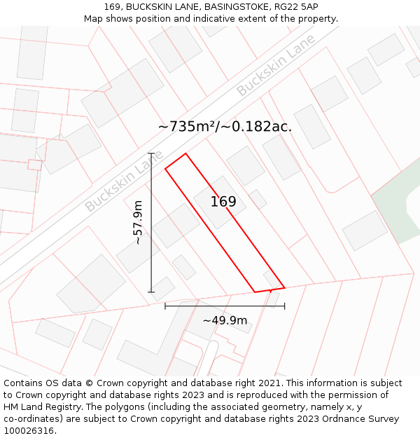 169, BUCKSKIN LANE, BASINGSTOKE, RG22 5AP: Plot and title map