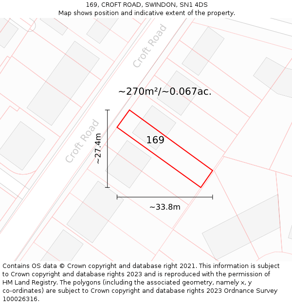 169, CROFT ROAD, SWINDON, SN1 4DS: Plot and title map