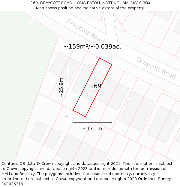 169, DRAYCOTT ROAD, LONG EATON, NOTTINGHAM, NG10 3BX: Plot and title map