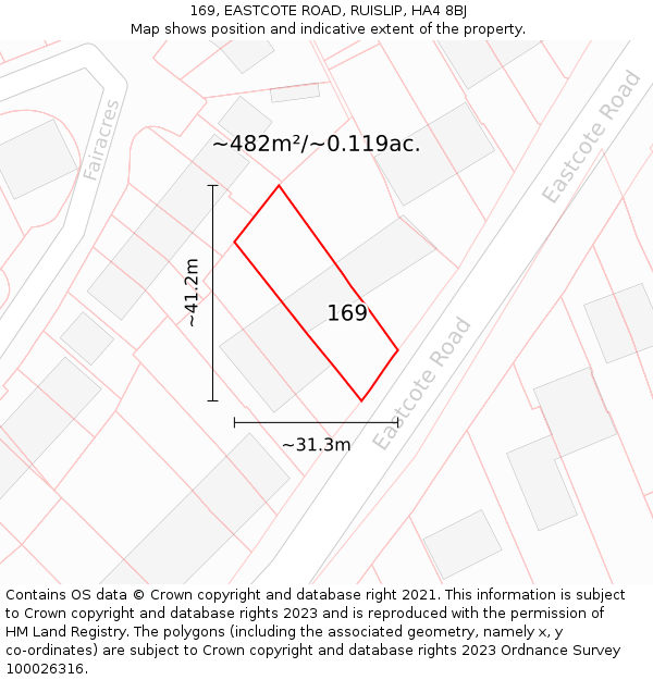 169, EASTCOTE ROAD, RUISLIP, HA4 8BJ: Plot and title map