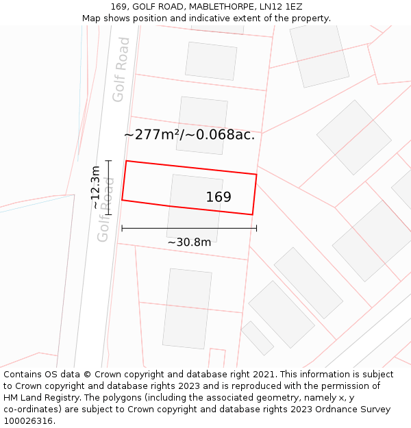 169, GOLF ROAD, MABLETHORPE, LN12 1EZ: Plot and title map