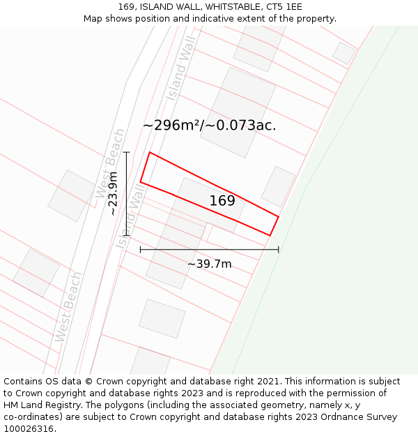 169, ISLAND WALL, WHITSTABLE, CT5 1EE: Plot and title map