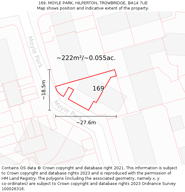 169, MOYLE PARK, HILPERTON, TROWBRIDGE, BA14 7UE: Plot and title map